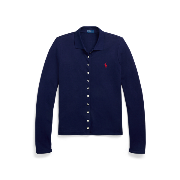 Button-Front Piqu&eacute; Polo Shirt 