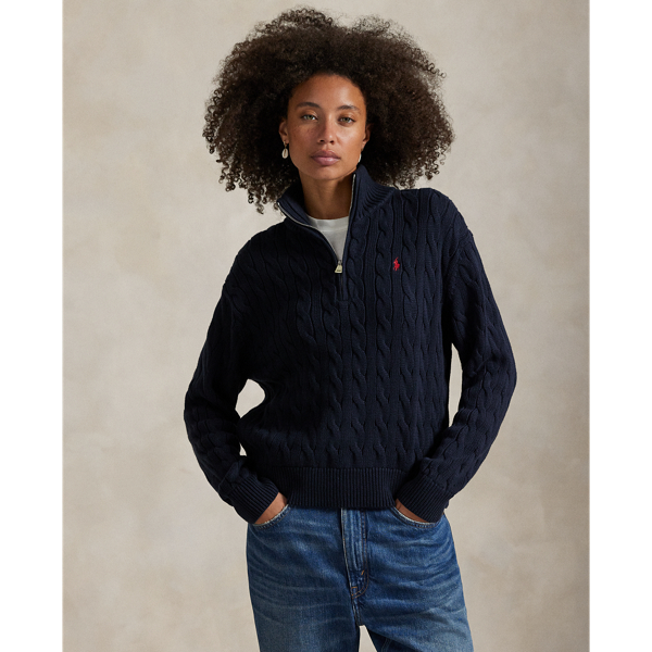 Baumwollpullover mit Zopfmuster