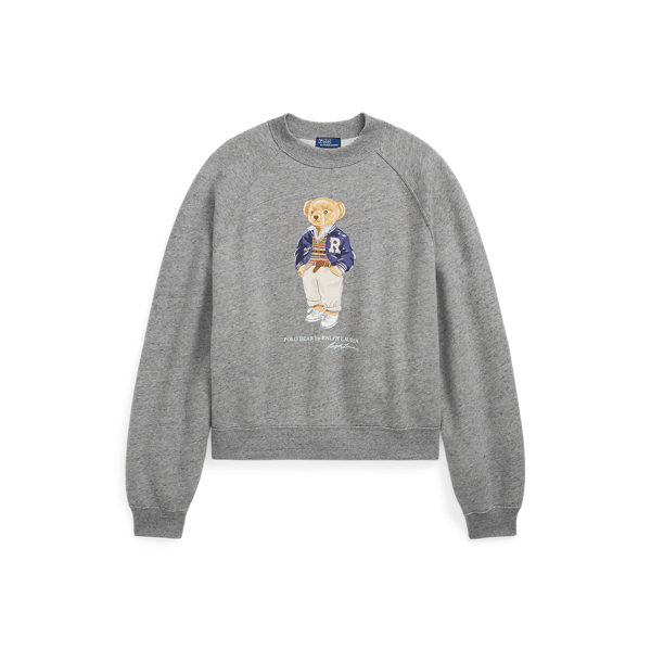 Polo Bear Dolman-Sleeve Fleece Crewneck