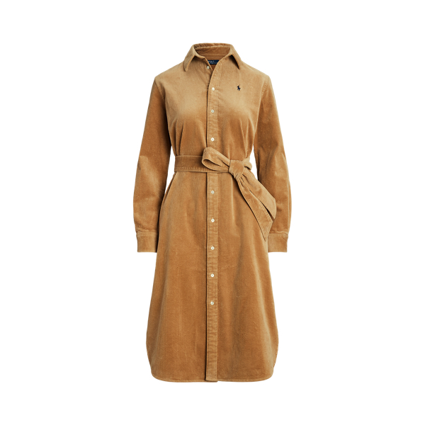 Belted Corduroy Shirtdress 