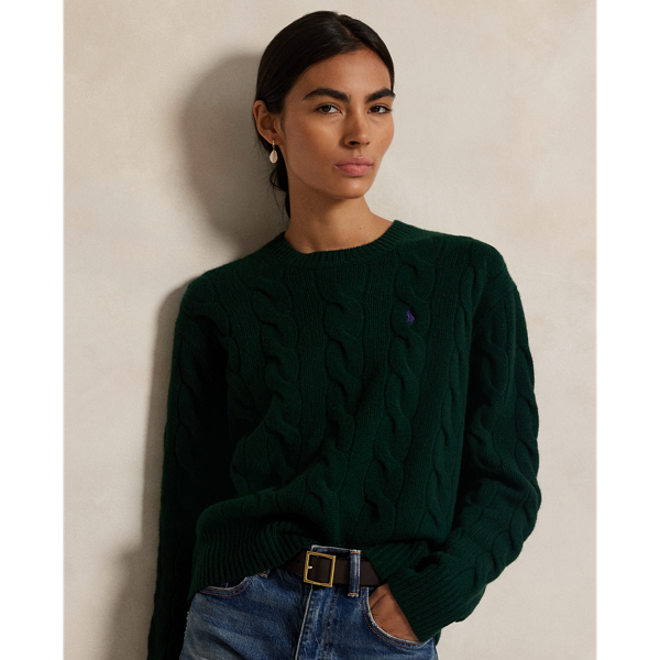College Green Cable-Knit Wool-Cashmere Jumper Polo Ralph Lauren 6