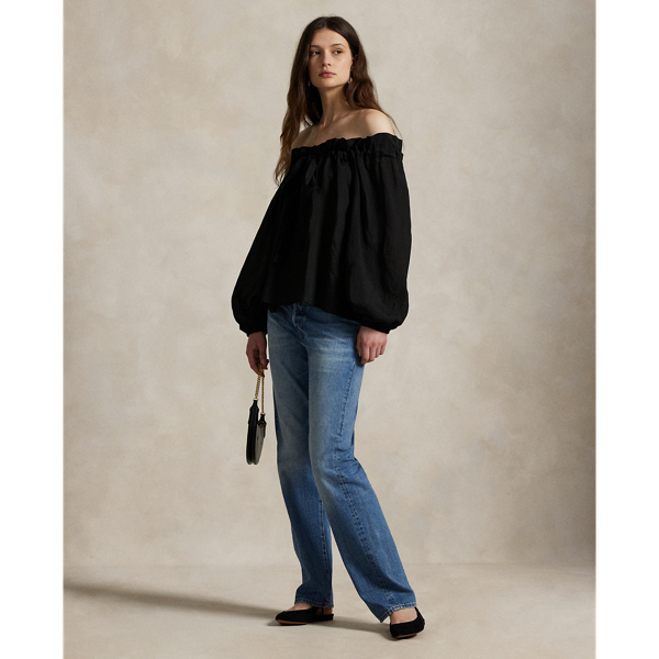 【今だけお値下げ】LAUREN RALPH LAURENクレープタイネックシャツ ジオプリント クレープ タイネック ブラウス