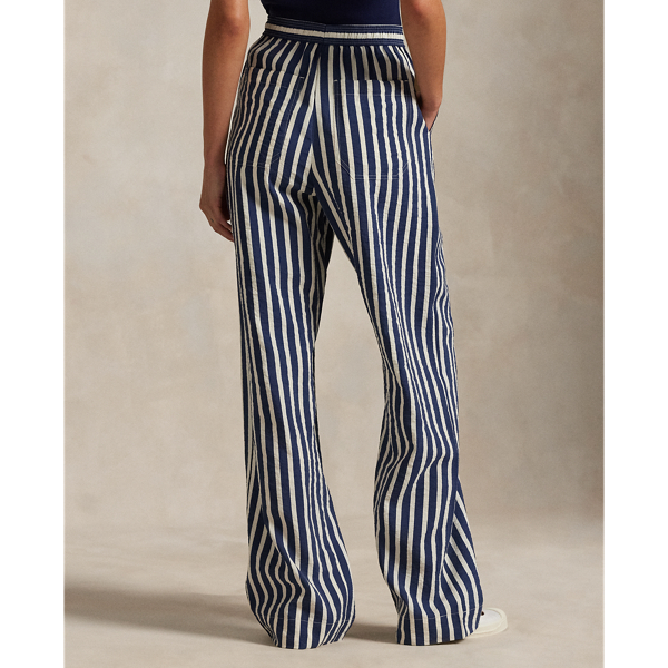 Striped Silk-Blend Wide-Leg Pant