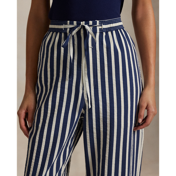 Striped Silk-Blend Wide-Leg Pant