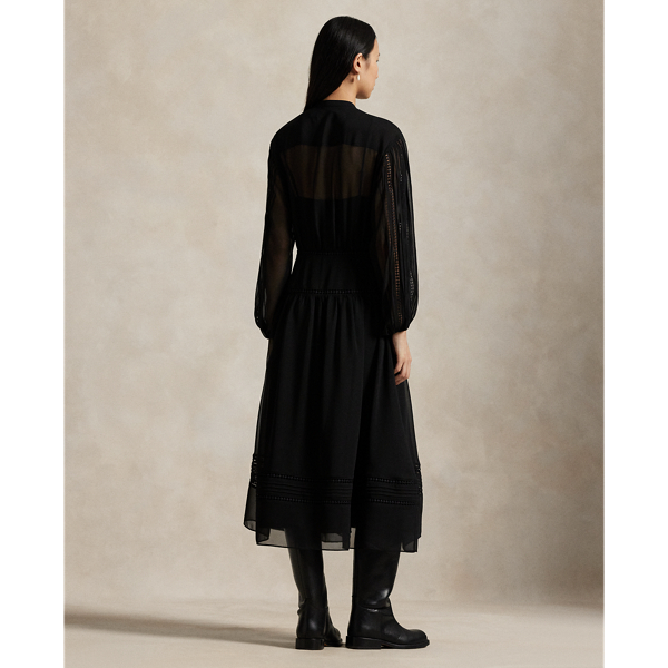 美品✨️　ラルフローレン　プラッド クリンクル ジョーゼット タイネック ドレス レーストリム ジョーゼット ドレス | ラルフ ローレン公式