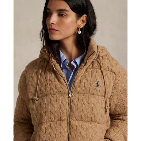 ローブブラン Compact Knit Cashmere Blouson Fur Lined Cashmere