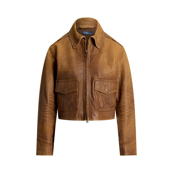 Cropped Leather Jacket Polo Ralph Lauren 1