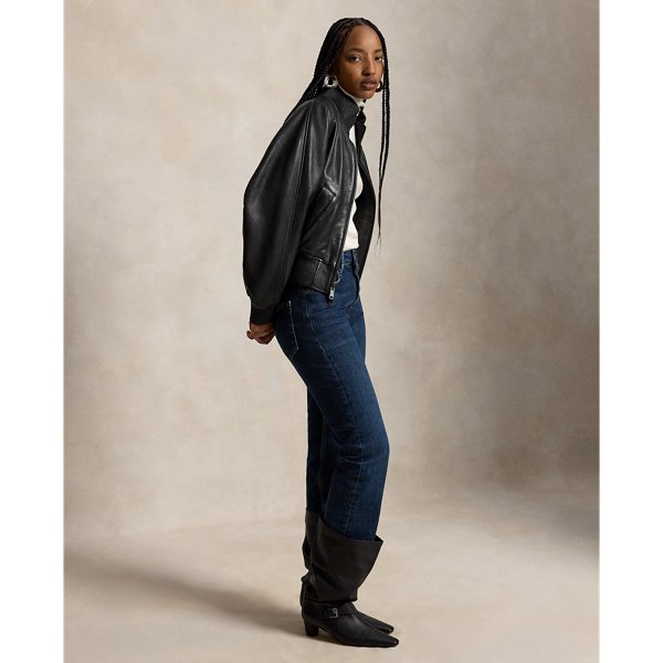 Black Leather Flight Jacket Polo Ralph Lauren 4