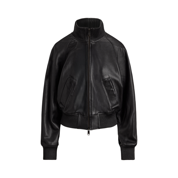 Black Leather Flight Jacket Polo Ralph Lauren 2