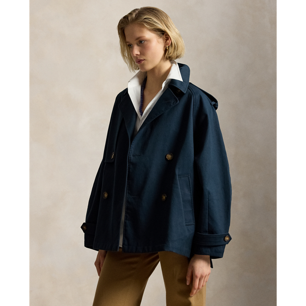 Navy Balloon Cotton Twill Trench Coat Polo Ralph Lauren 1