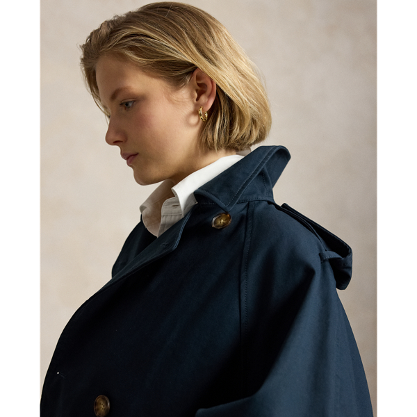 Navy Balloon Cotton Twill Trench Coat Polo Ralph Lauren 6