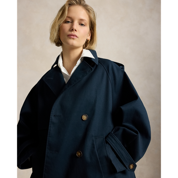 Navy Balloon Cotton Twill Trench Coat Polo Ralph Lauren 7