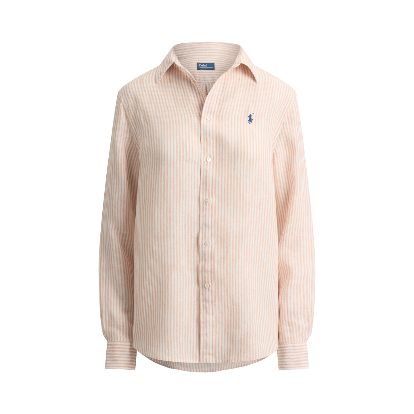 Женская рубашка Polo Ralph Lauren Classic Fit Striped Linen, цвет: Розовато-лиловый / Белый, вариант 1 — фото 5