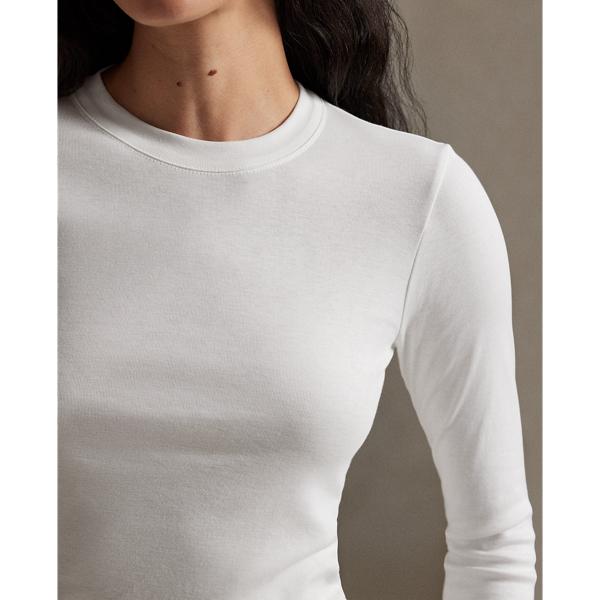 White Slim Fit Stretch Cotton Long-Sleeve Tee Polo Ralph Lauren 6