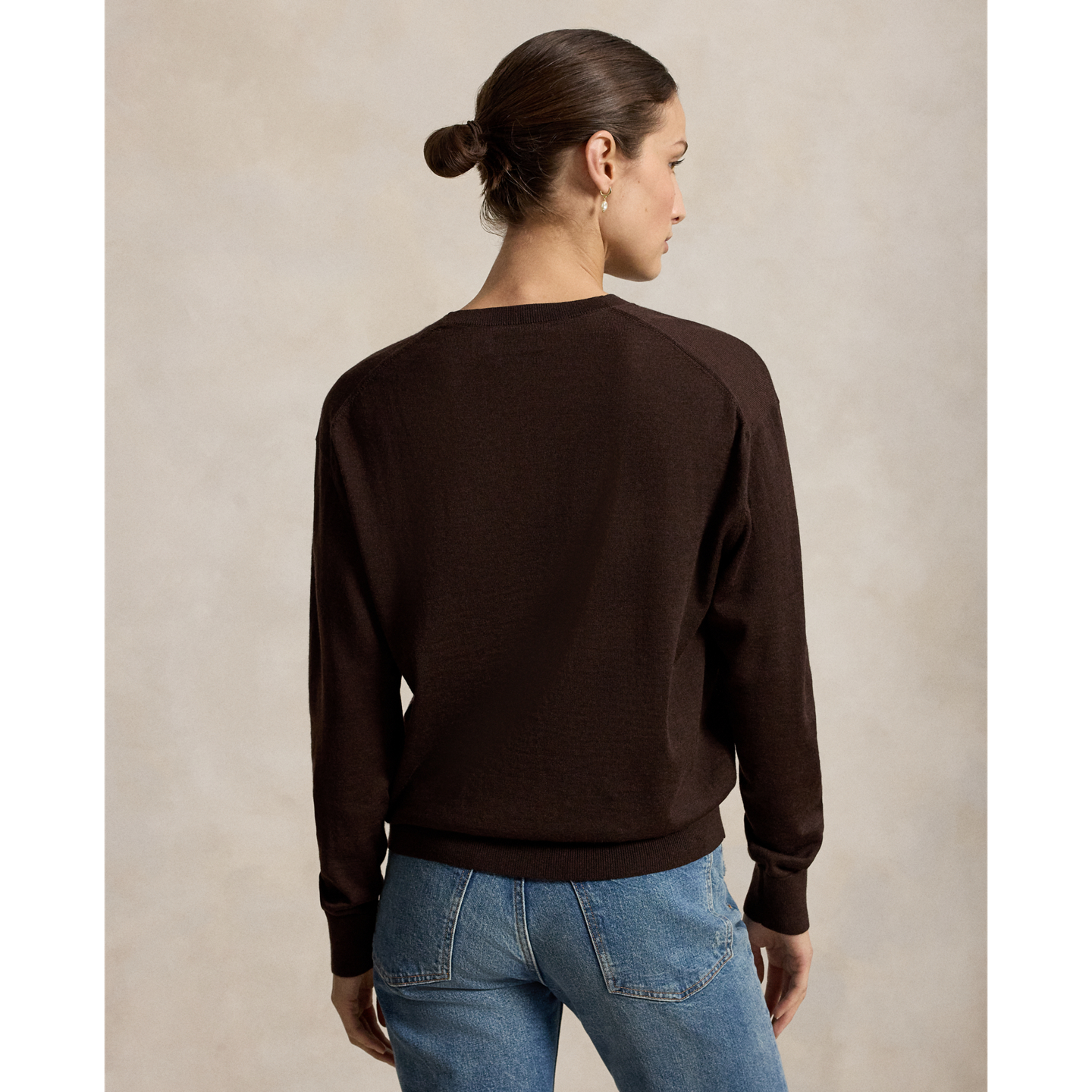 Свитер Ralph Lauren Wool V-Neck, цвет: Шоколадный меланжевый — фото 2