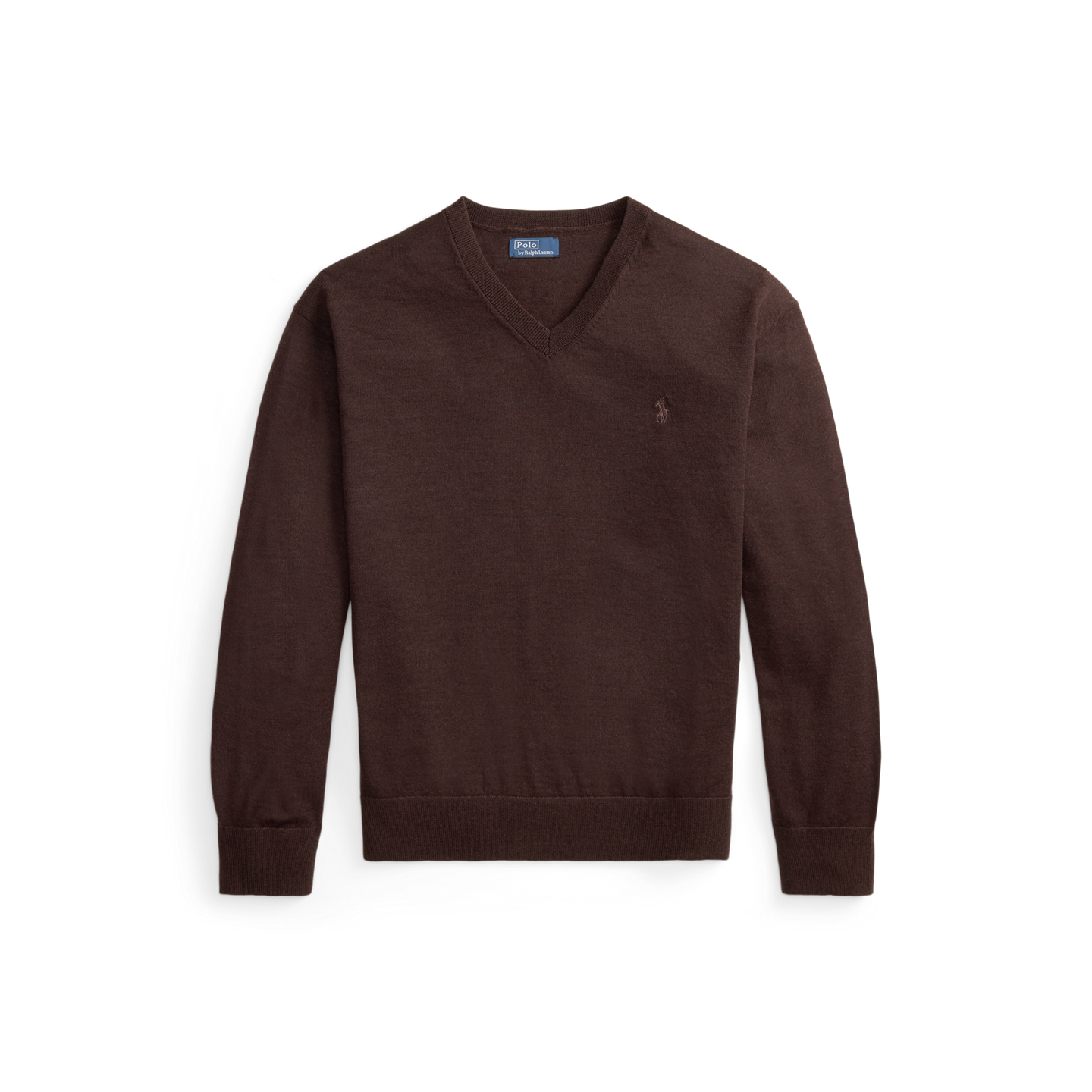 Свитер Ralph Lauren Wool V-Neck, цвет: Шоколадный меланжевый — фото 5