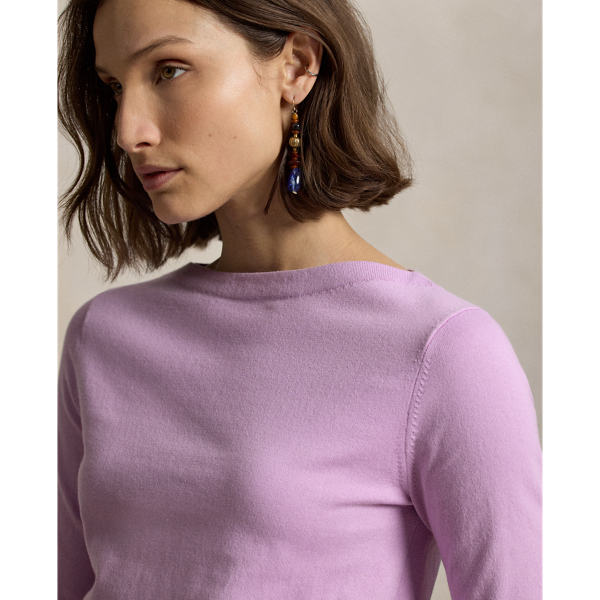 Soft Lilac Cotton Blend Boat Neck Jumper Polo Ralph Lauren 6