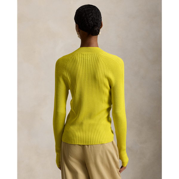 Rib-Knit Wool Mockneck Sweater