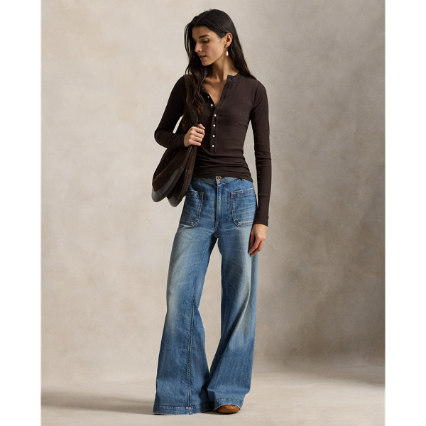 リブ コットン ヘンリーネック シャツ | ラルフ ローレン公式