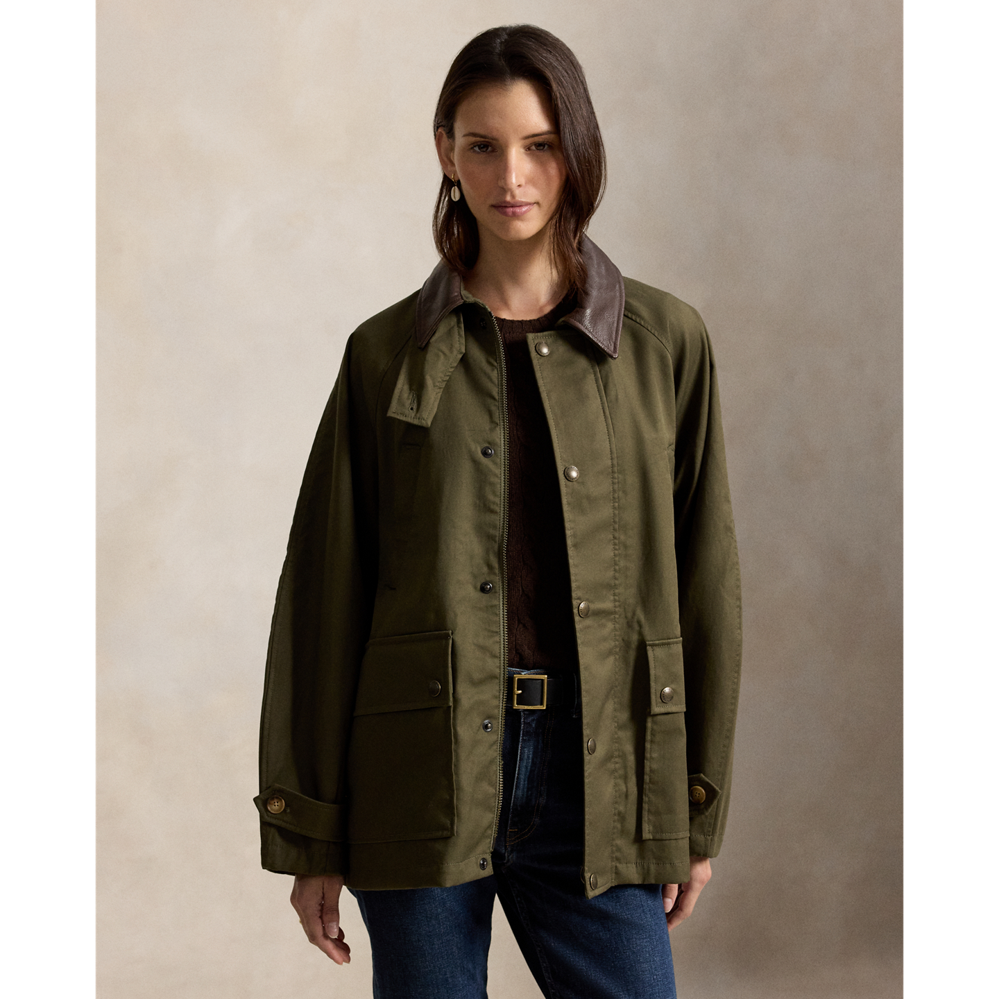 Женская куртка Ralph Lauren Cotton Twill Barn, цвет: Оливковый — фото 5