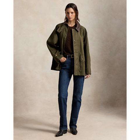 Женская куртка Ralph Lauren Cotton Twill Barn, цвет: Оливковый