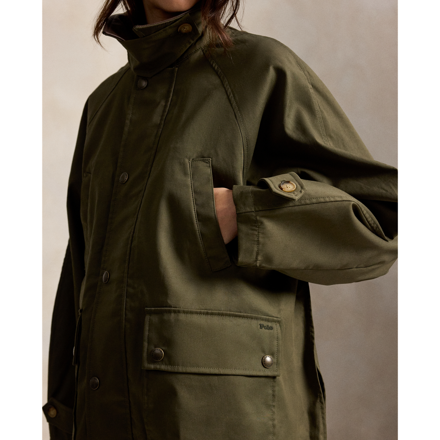 Женская куртка Ralph Lauren Cotton Twill Barn, цвет: Оливковый — фото 4
