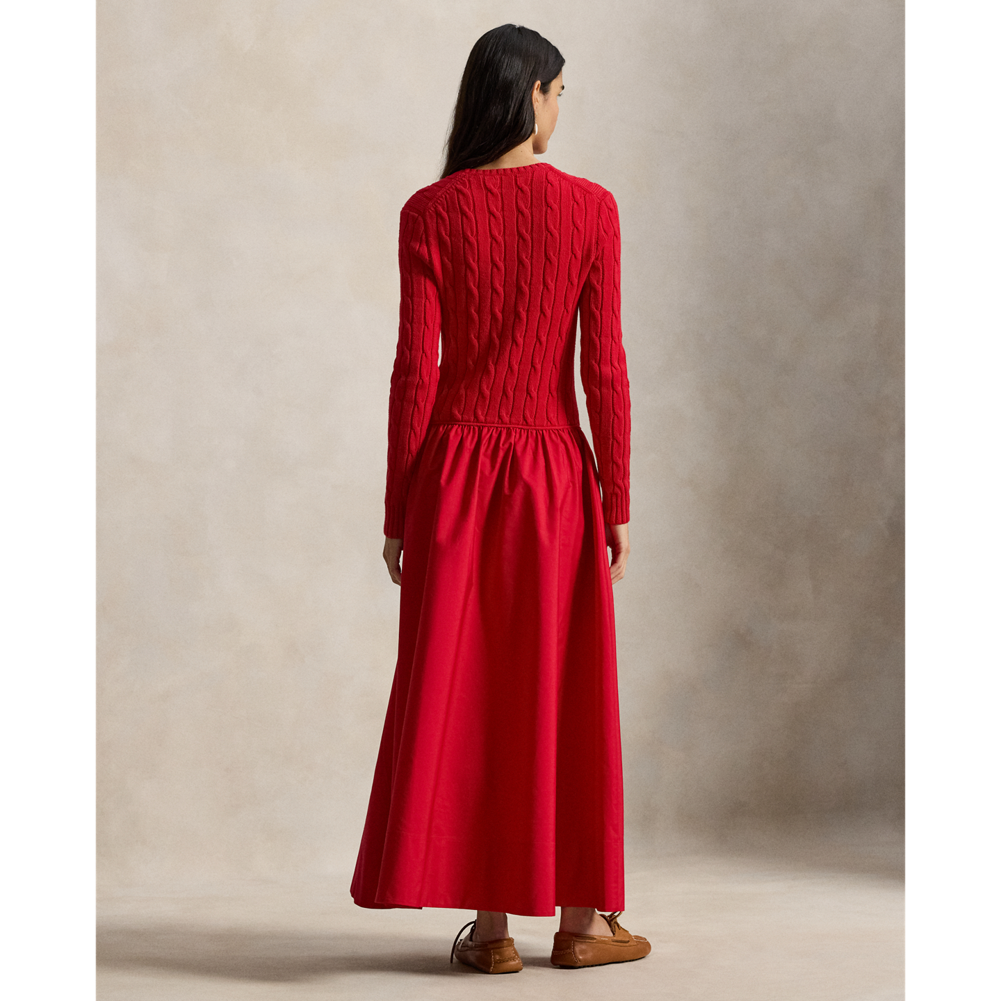 Женское платье Polo Ralph Lauren Cable-Knit Bodice Cotton, цвет: Красный — фото 2