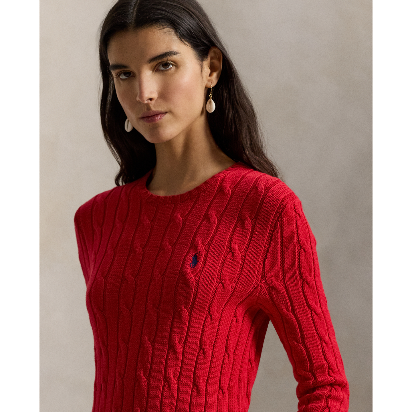 Женское платье Polo Ralph Lauren Cable-Knit Bodice Cotton, цвет: Красный — фото 3