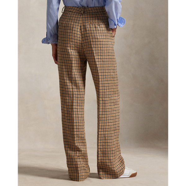 Plaid Linen Wide-Leg Pant