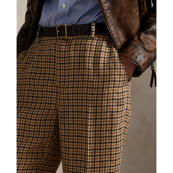 Plaid Linen Wide-Leg Pant