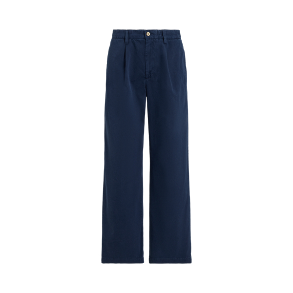 Navy Pleated Cotton-Blend Relaxed Trouser Polo Ralph Lauren 1