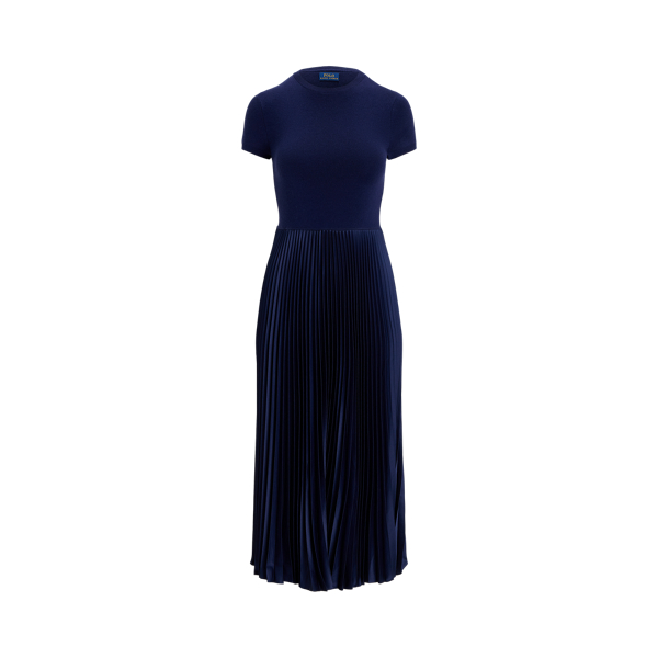 Jumper-Pleated Short-Sleeve Dress
