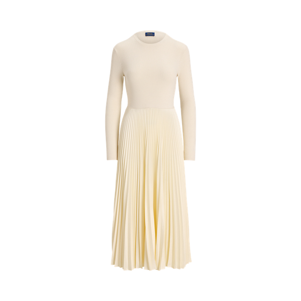 Jumper-Pleated Long-Sleeve Dress
