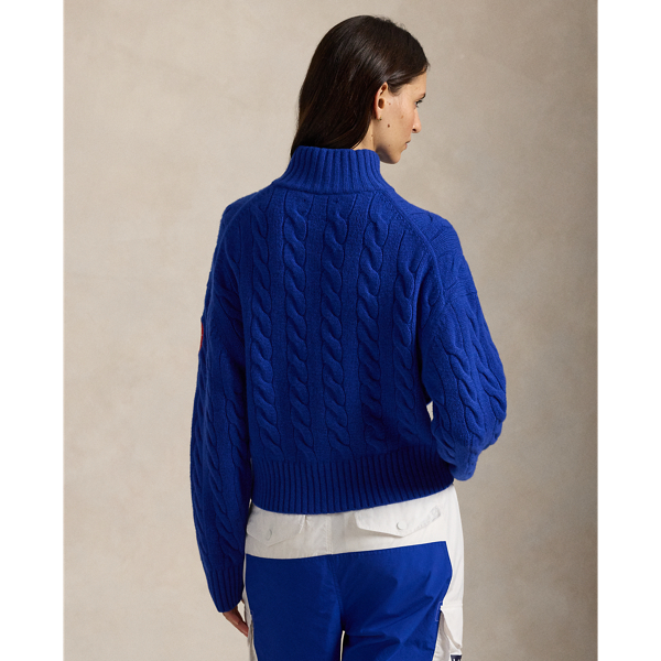 Team USA Cable Wool-Cashmere Half-Zip
