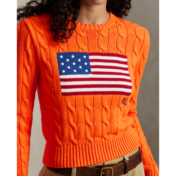 【新品タグ付き】ポロラルフローレン ケーブルニット オレンジ ポニー刺繍 M 綿 新品タグ付き】ポロラルフローレン ケーブルニット オレンジ ポニー