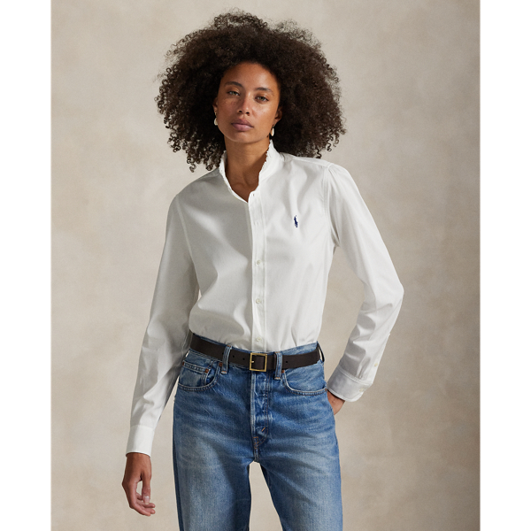 Baumwollbluse mit Rüschenbesatz