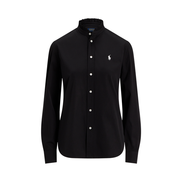 Baumwollbluse&nbsp;mit R&uuml;schenbesatz