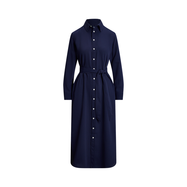 Belted Satin Midi Shirtdress