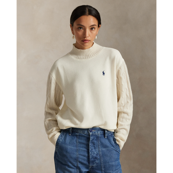 Fleece-Pullover mit Halbrollkragen