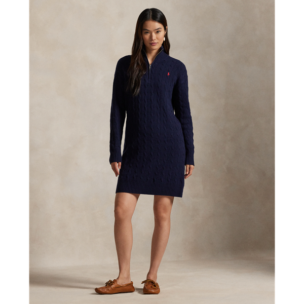 Woll-Kaschmir-Kleid mit Zopfmuster