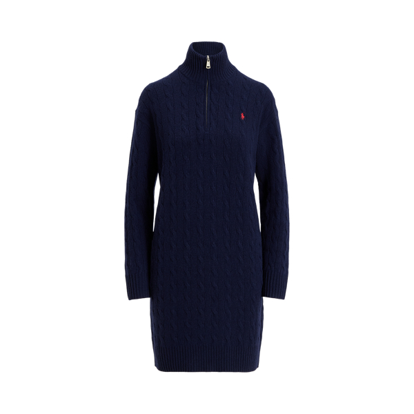 Cable Quarter-Zip Wool-Cashmere Dress