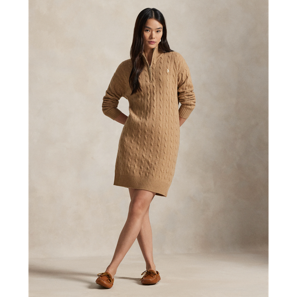 Woll-Kaschmir-Kleid mit Zopfmuster