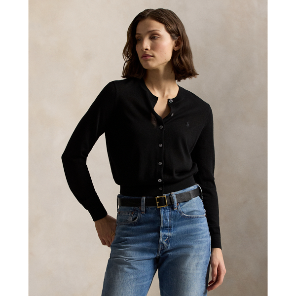Casaco de malha de l&atilde; com decote redondo Polo Ralph Lauren em Polo Black 1