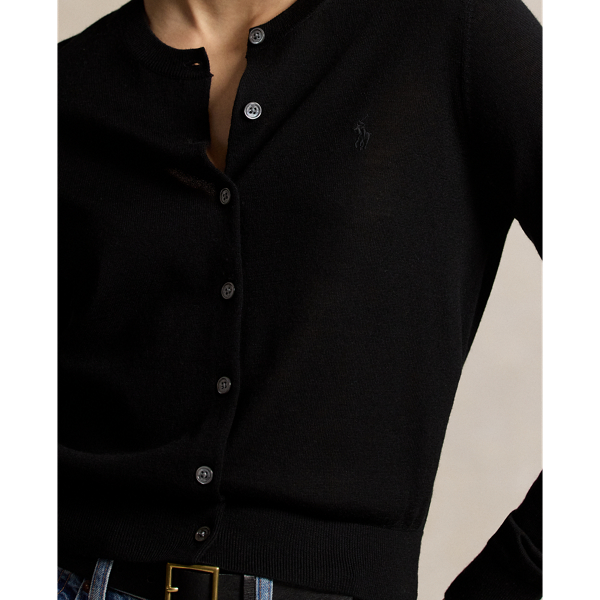 Casaco de malha de l&atilde; com decote redondo Polo Ralph Lauren em Polo Black 6