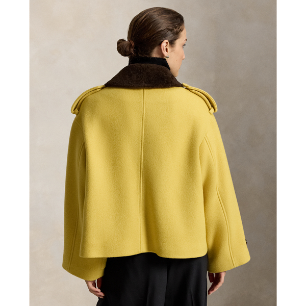 Yellow Shearling-Collar Wool Coat Polo Ralph Lauren 4