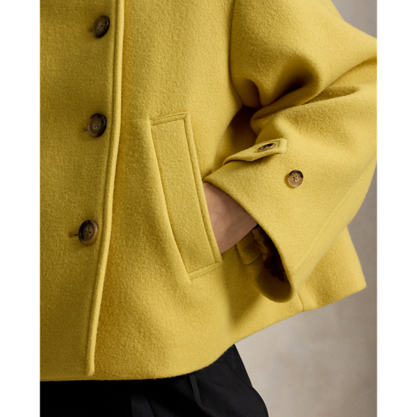 Yellow Shearling-Collar Wool Coat Polo Ralph Lauren 5