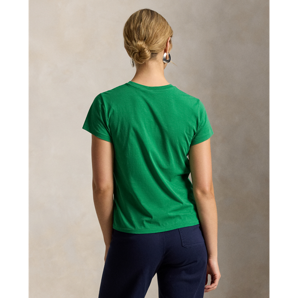 T-shirt col rond en coton Classic Fit Polo Ralph Lauren en Vert Fidji 5