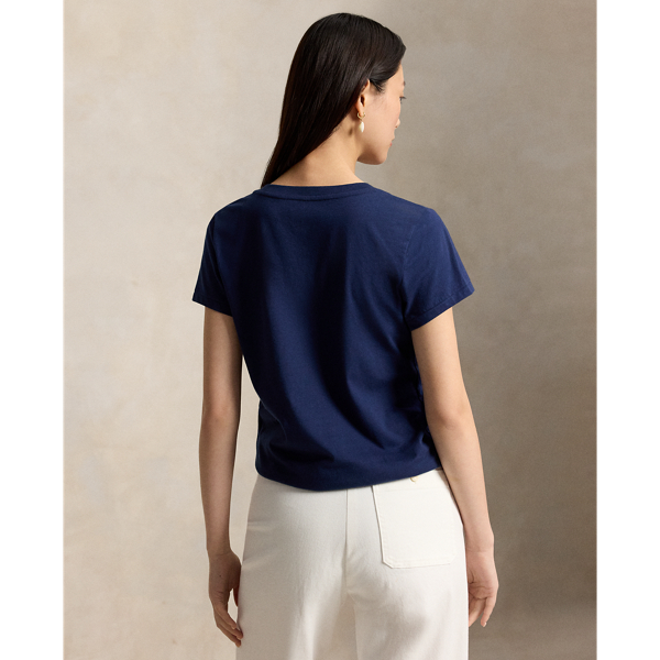Camiseta de punto de algod&oacute;n Polo Ralph Lauren en Azul m. Newport/blanco PP 4