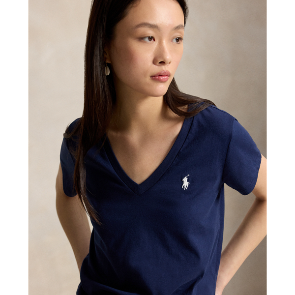 Camiseta de punto de algod&oacute;n Polo Ralph Lauren en Azul m. Newport/blanco PP 5