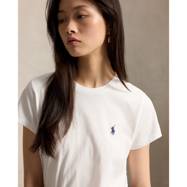 White / Navy PP Cotton Jersey Crewneck Tee Polo Ralph Lauren 5